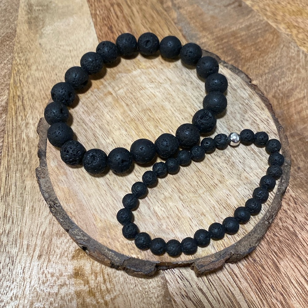 His and Hers Lava Stone Energy Bracelet Set